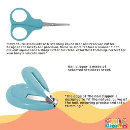GigglyGiraffes Baby Nail Care Kit | Safety Nail Clipper, Scissors & Grooming Tools for Infants & Toddlers | Manicure & Pedicure Set (Set of 4) image 3