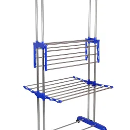 Mega Clothing Stand | Stylish Garment Stand | Hanging Rack | Clothes Hanger for Balcony & Bedroom | 3-Tier Folding Clothes Rail Clothes Horses Drying Rack (Royal Blue) image 2