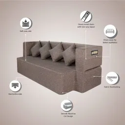Seventh Heaven Sofa Cum Bed - Jute Fabric Washable Cover and Designer Cushions Sofa Bed (Brown, 4-Person Sofa - 78X44X14 (4Sit, 2 Sleep)) image 5