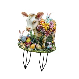 Garden Stakes Decoration Patio Stake Animal Sculpture for Fence Lawn Outdoor Style C |1 Easter Garden Stake image 1