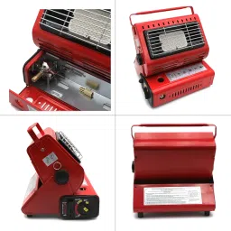 XKMT- Butane Gas Heater Red LP Ceramic 2 in 1 Burner Warmer For Camping Heating Cooking Stove [P/N: ET-COOK009-RED] image 3