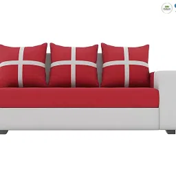 OXTEM ; The Furniture World L-Shape 7-Seater Fabric Sofa Set with Tea Table & 2 Puffy | Seating Capacity: 9 Persons | Pre-Assembled (Red) image 3