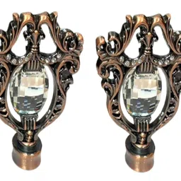 BULLBOND Picasso R/G & Antique Imported Curtain Bracket Finial Set for Door and Windows Fittings (Copper Crystal Finish) image 2