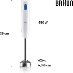 Braun MultiQuick 1 Hand Blender 450W with Beaker, Chopper, Whisk, EasyTwist Technology, Lightweight, Stainless Steel for Chopping, Baby Food, Chutney, Purees, Lassi, Smoothie,Soup, Shake MQ10.202M image 2