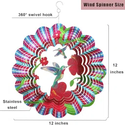 Generic Stainless Steel Wind Sculptures & Spinners,Garden,Balcony,Window Wind Spinners, Bird Wind Chime for Outside, Humming Bird Spinner Ornament image 5