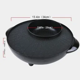 MUGATH Electric Heating Hot Pot Multi-Function Non Stick Smokeless Pot with Steamer Cooker with Lid Heat Frying Pan - Steaming Hot Pot Cooking Cookware for Kitchen (Black) image 2