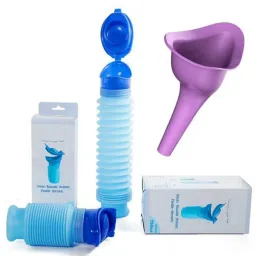 COOPU Adjustable Emergency Urinal 750ml, Portable Toilet for Car, Traffic. Suitable for Men, Women. Portable Travel Shrinkable Personal Mobile Toilet Potty Pee Bottle with Funnel (Blue) image 4