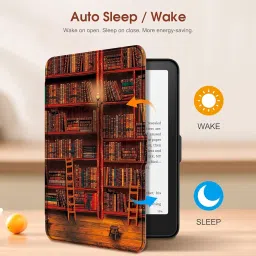 Fintie Case for 7" All-New Kindle Paperwhite (12th Generation, 2024) and Kindle Colorsoft Signature Edition - Slim Lightweight Shell PU Leather Protective Cover with Auto Sleep/Wake, Library image 2