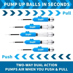 ouyili Sports Ball Pump Kit - Portable Air Pump Two-Way Dual Action Inflatable Perfect for Basketballs, Soccer Balls and More - Professional Hand Pump Kit with Needles and Flexible Hose (Blue) image 3