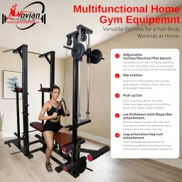 NOVIAN FITNESS: Heavy Duty All in One Home Gym ABS Tower Bench, Incline/Decline Bench Press, Lat Pulldown & Pull-Up Bar for Full-Body Strength Training & Home Workouts image 3