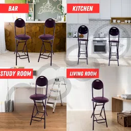 CSS® Premium Folding Bar & Kitchen Stool Chair – 24 Inch Height, Padded Seat, 120kg Capacity, Space-Saving, No Assembly, Lightweight – Ideal for Kitchen, Study, Living Room (Black) image 4