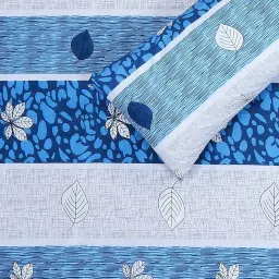 Status Contract Cotton Rich Double Bedsheet with 2 Pillow Covers for Bed Room, Home, Hotel-120 GSM (Blue Stripes) image 3