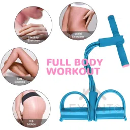 Pull Reducer Natural Rubber Pull Reducer Training Bands 4 Tubes Body Trimmer Pedal Exerciser Yoga Crossfit Exercise, Arm Exercise, Tummy Body Building Training Men and Women (Multicolour) image 2