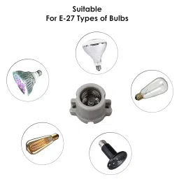 VENUS AQUA E27 Heat Resistant Ceramic Bulb Holder/Infrared Lamp Holder/IR Bulb Holder (Off-White) (Pack of 1) image 2