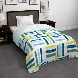Story@Home Comforter Single Bed | Microfiber Blanket | 150x 225CM, 180GSM Ac Comforter Single Bed | Cooling Blankets for Summer White & Grey Abstract Reversible Quilt Dohar | Ideal for Gifting image 2