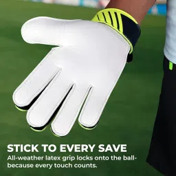 Nivia Carbonite Web Goalkeeper Gloves for Men & Women, All‑Weather Durable Grippy Latex Palm with PVC Backhand & Secure PVC Strap, Multicolor(Small) image 2