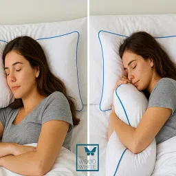 THE WOOD WHITE Basic White Pillow Pack of 2 in 41 x 61 cm with Extra Focus Blue Border & Plush Microfibre Filling image 4