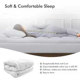 Linenwalas Microfiber Single Bed Mattress Padding/Topper, Hotel Quality Microfiber Mattress Topper for Comfortable Sleep (White- 36x78 inch) image 4