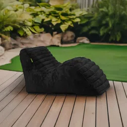 Mollismoons Fur Bean Bag Chairs for Adults Lounger Bean Bag Couch Sofa/Stripes with Microfiber/Washable/6 Months Warranty/Bean Bag Cover Without Beans (Black Color) image 2