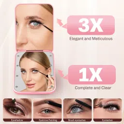 HOHOM Mini Travel Compact Mirror, 1X/3X Magnifying LED Pocket Travel Makeup Mirror for Women with Light for Purse, Double-Sided, Portable Folding Handheld, Small Lighted Mirrors for Girl Gifts image 3