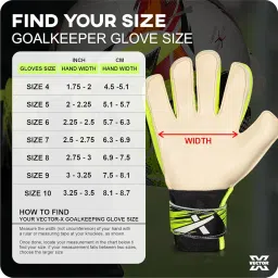 Vector X Cyclone Goalkeeper Gloves Strong Grip for The Toughest Saves,with Finger Spines to Give Splendid Protection and Comfort,Latex Palm,Use for Football,White-Green-Black(Size,7) image 2
