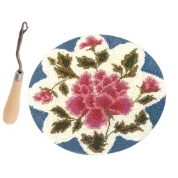 CALANDIS™ Latch Hook Rug Kits Flower Craft Embroidery Cushion with Wood Crochet Hook | Latch Hooking Kits | Latch Hooking | Rug Making | Needlecrafts & Yarn image 2