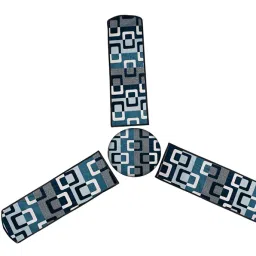 The Furnishing Tree Ceiling Fan Cover with attachable end closure Waterproof & Dustproof Three Blade Set of 1 Fan Cover Lattice Pattern Blue image 5