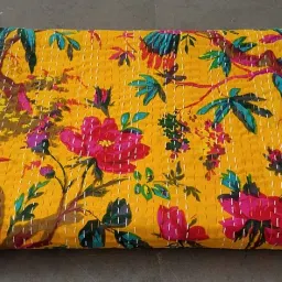 Kirti Textile and Handicraft Home Decor Bird Kantha Double Bedspread Cotton Blanket (Multicolour) image 3