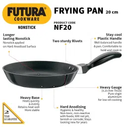 Hawkins Futura 20 cm Frying Pan, Non Stick Fry Pan, Small Frying Pan, Black (NF20) image 1