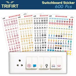 TRIFIRT 600 Switch Board Button Self Adhesive Stickers for Plastic Surface for Home,40+ Icons for Fan Light Fridge AC,4 in 1 Gold,Rose Gold,B/W & Colourful Labels for Switchboard image 5