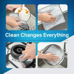 Double Layer Nxilo Scrubber for Kitchen (10 Pack) - Multipurpose Steel Scrubber for Kitchen, Scratch-Free Dish Wash Stainless Steel Cloth for Utensils, Pans & Sinks image 4