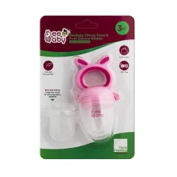 BeeBaby Soft Silicone Nibbler with Extra Mesh for Babies, Baby Fruit & Food Feeder, Anti Choking Fruit Pacifier, Teether for Infant, 100% BPA Free, 3 Months+ (Chewy - Pink) image 3