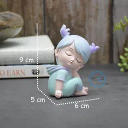 DECZO Combo Of Miniature Sleepy Boy And Girl Resin Showpieces For Gift And Home Decor, Multi Colour, Pack of 2 image 3