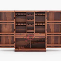 Krafting Kustoms Home Furniture Wood Bar Cabinet for Home | Bar Cabinet for Living Room | Bar Units, Wine Rack with Drawer | Corner Bar Cabinet | Wine Cabinet, Bar Cabinet,Honey Finish image 2