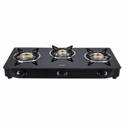 Elica Vetro Glass Top 3 Burner Open Gas Stove With 1 Jumbo Burner (Tempered Glass, Ct Vetro 370 J) image 1