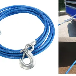 PEFKO PFK069 Universal 4 Meter Stainless Steel Wire Car Towing Cable/Towing Rope for All Cars/Vehicals with Both Side Hooks, Tow Capacity (5000 KG) image 2