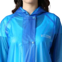 zeel Rain Coat for Women Waterproof Polyester Rainwear with Adjustable Drawstring and Pocket, Lightweight Hooded Long Rain Coat Jacket for Ladies, AZ08 Blue XL image 2