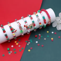 SANNIDHI® DIY Christmas Bracelets Making Kit 24-Grid Festive Holiday Clay Bead Bracelets Crafting Kit with Assorted Pendant Charms, Christmas Jewelry Gift for Girls, Friends image 2