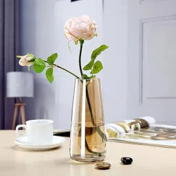 GALLIVANT Decorative Glass Vase - Transparent Flower Vase for Home Decoration Items for Living Room 9 inch | Unique Aesthetic Design, Center Table, Home & Office (Bean-9) image 5