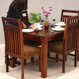 BHATI FURNITURE Solid Sheesham Wood Dining Table Set with Chairs | Brown Modern Decorative Dining Set for Home/Office/Dining Room/Hotels | Comfortable Seating, Easy to Clean image 1