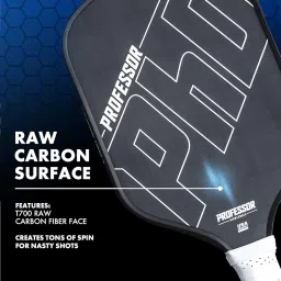 Professor PhD Raw Carbon Fiber Pickleball Paddle - White Edge image 2