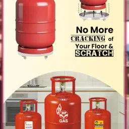 BLLUEX Stainless Steel Gas Trolley with Rubber Protection Easy to Move in Any Direction Easily Movable Trolley for Everyday, Gas Cylinder Trolly Stand image 2