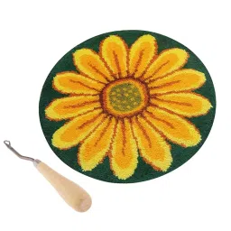 CALANDIS™ Latch Hook Rug Kits DIY Flower Embroidery Cushion with Wooden Crochet Hook | Latch Hooking Kits | Latch Hooking | Rug Making | Needlecrafts & Yarn image 2