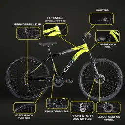 CROW - Stinger 21 Speed | 27.5" INCH Mountain Bike | HITENSILE Steel Frame | Dual DISC Brakes | Suspension Fork | Unisex | Ideal for 12+ Years image 5