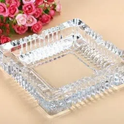 Pure Source India Crystal Clear Glass Ashtray for cigarette,This Smocking Tray Is Big Enough And Premium In Quality,Weight Is About 500 Grams image 1