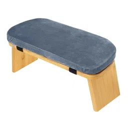 TRENDYNEST Meditation Bench Comfortable with Soft Cushion Folding Wooden Kneeling Stool Gray Blue | Yoga Props | Yoga & Pilates image 1