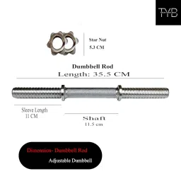 TYB - TRAIN YOUR BODY Steel Home Gym Set with 5Ft Straight (28mm), 3Ft Curl (28mm), Dumbbell Rods, Home Gym Equipment, Steel Weight Plates Combo (10kg Set (2.5X4)) image 4