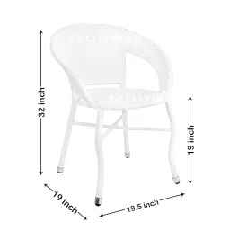 OUTLIVING Garden Patio Seating Chair and Table Set Outdoor Balcony Garden Coffee Table Set Furniture with 1 Square Table and 2 Chairs Set (White) image 4