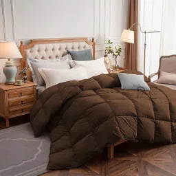 PURE ECO 300 GSM Comforter for Single Size - Luxury & Soft Microfiber 300 GSM Comforter for Winter - Duvet/Blanket Single Size (60"X90") - Chocolate Brown Color image 1