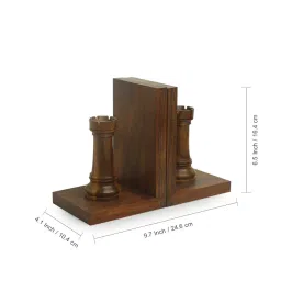 ExclusiveLane 'Chess Rook' Handcarved Decorative Bookends for Kids in Sheesham Wood - Book End Brown, 24.6 cm x 10.4 cm x 16.5 cm (EL-007-075) image 4